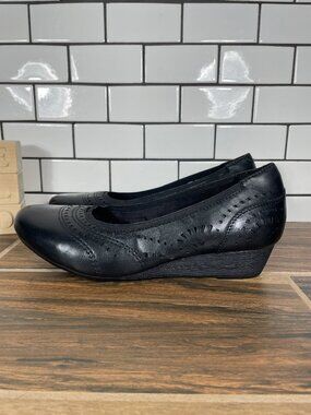 Rockport Cobb Hill Judson Perf Shoes Womens 8.5 Wide Black Leather Pumps Heels